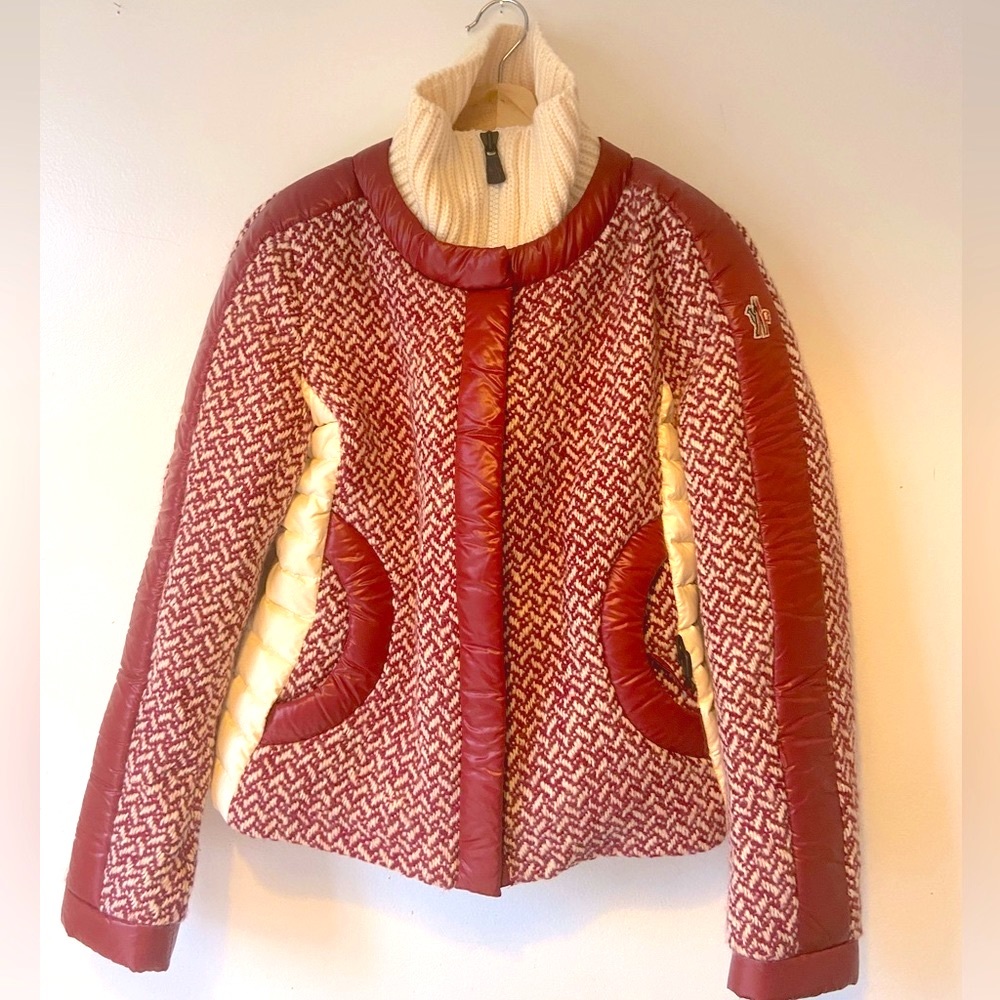 Red Moncler Grenoble Penny Tweed Wool Down Jacket Size 2 VERY RARE COLOR